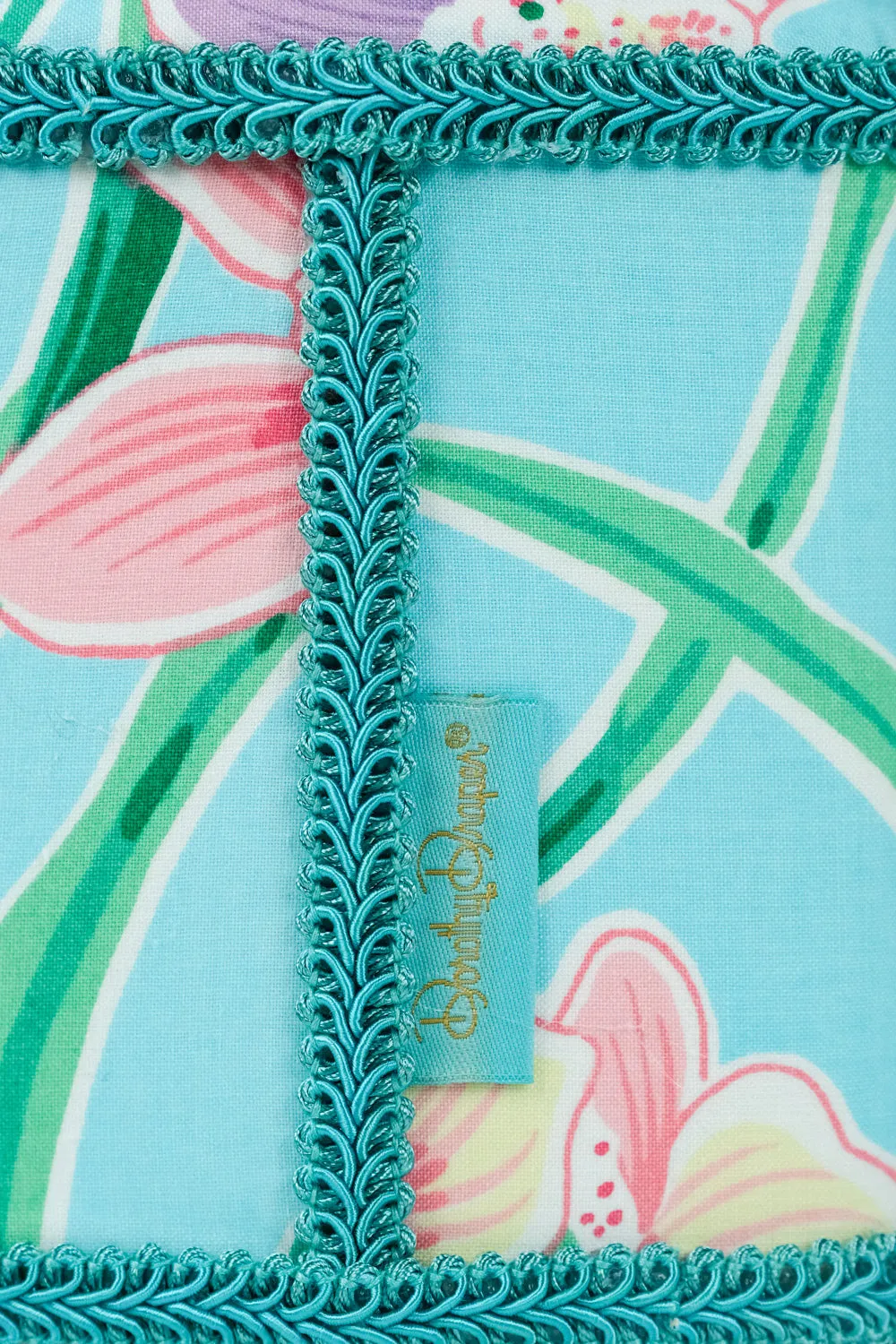 Draper Fabric Tissue Holder - Cymbidium Orchid Aqua