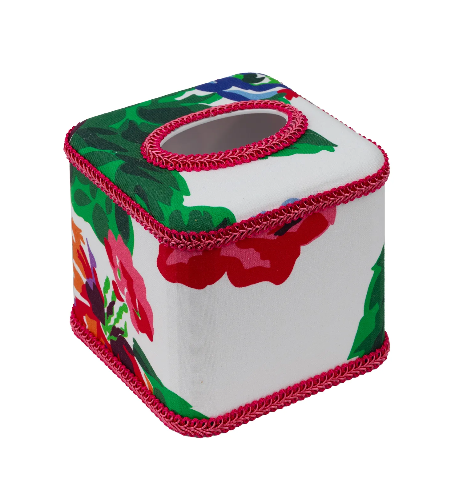 Draper Fabric Tissue Holder - Fazenda Lily Red