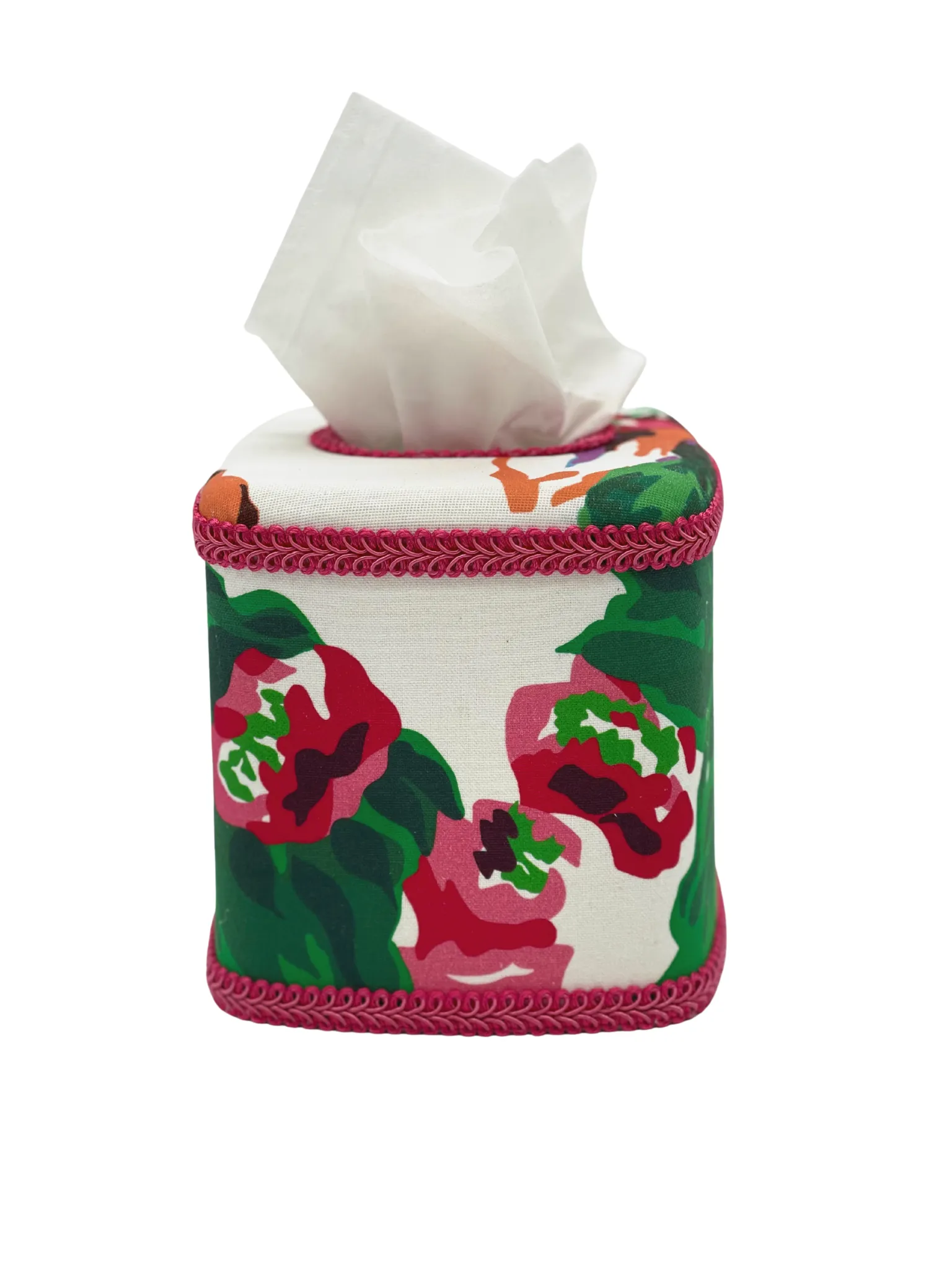 Draper Fabric Tissue Holder - Fazenda Lily Red