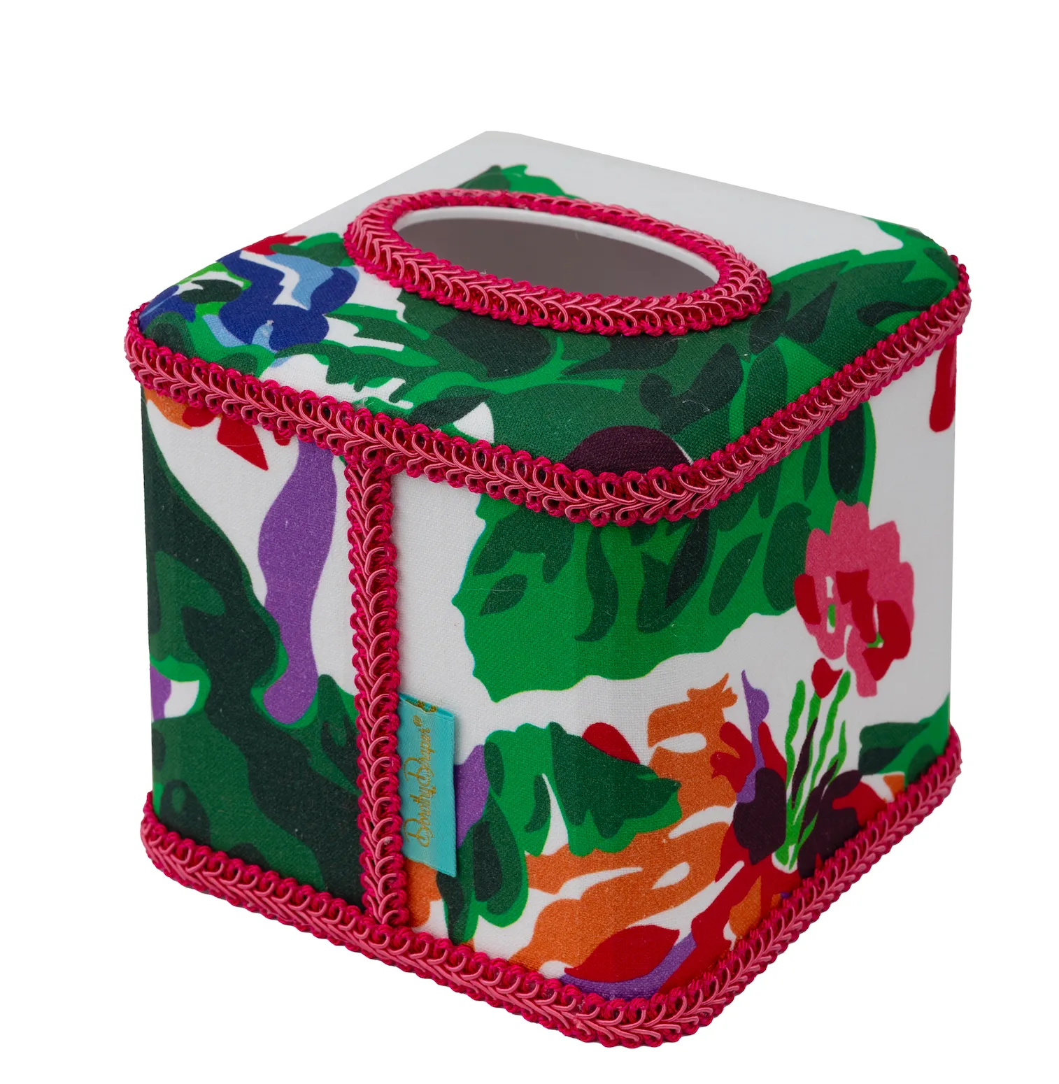 Draper Fabric Tissue Holder - Fazenda Lily Red
