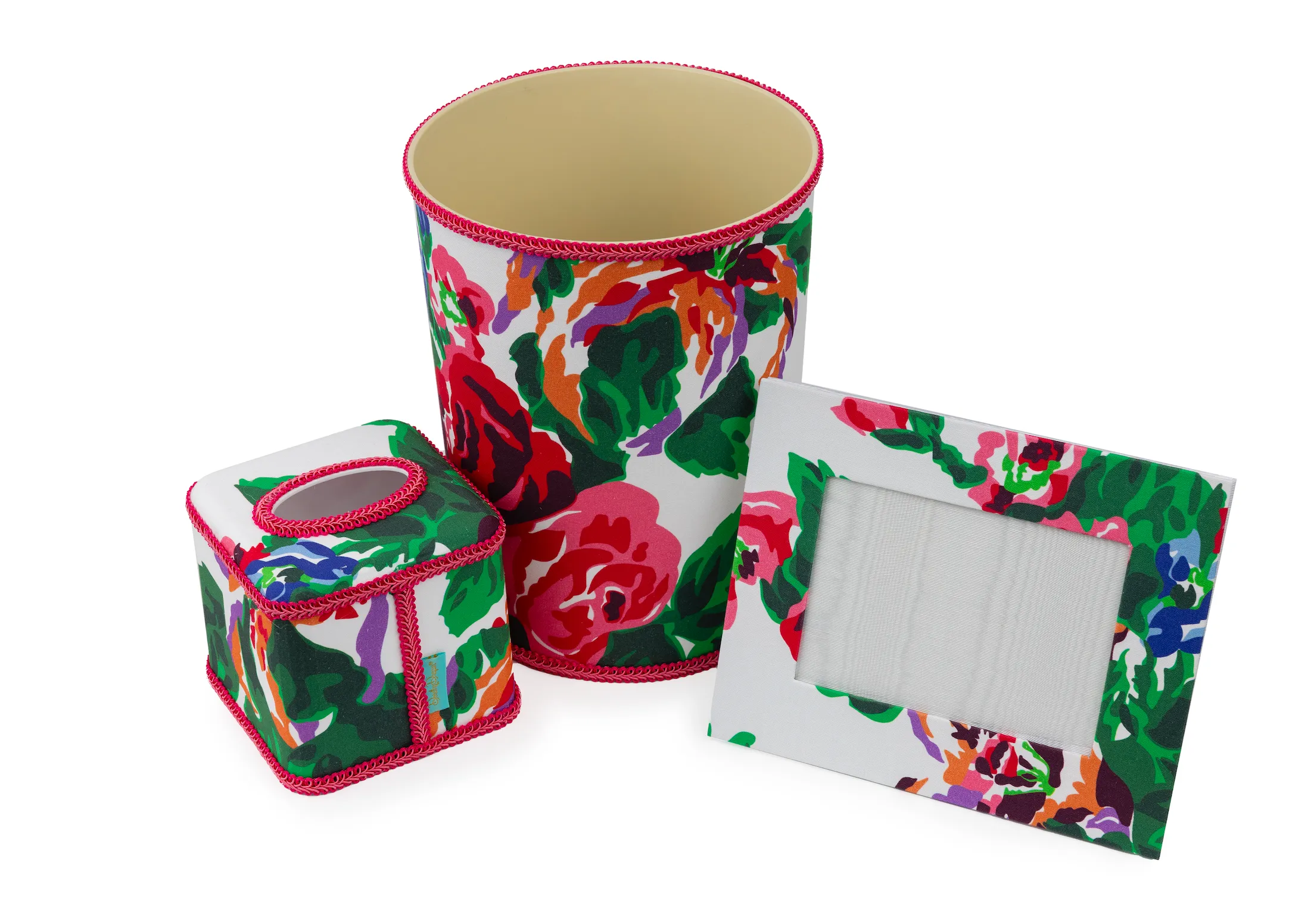 Draper Fabric Tissue Holder - Fazenda Lily Red