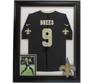 Drew Brees Signed New Orleans Saints LED Framed Nike Game Black NFL Jersey
