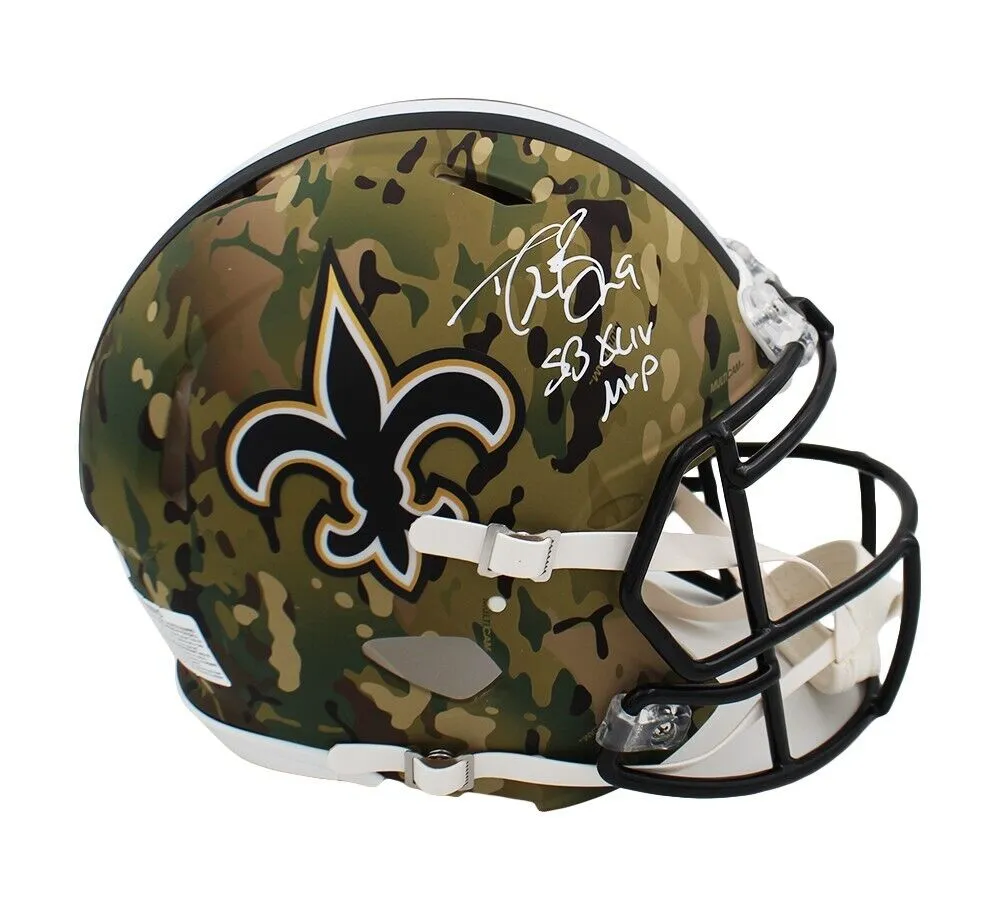 Drew Brees Signed New Orleans Saints Speed Authentic Camo Helmet - "SB XLIV MVP"