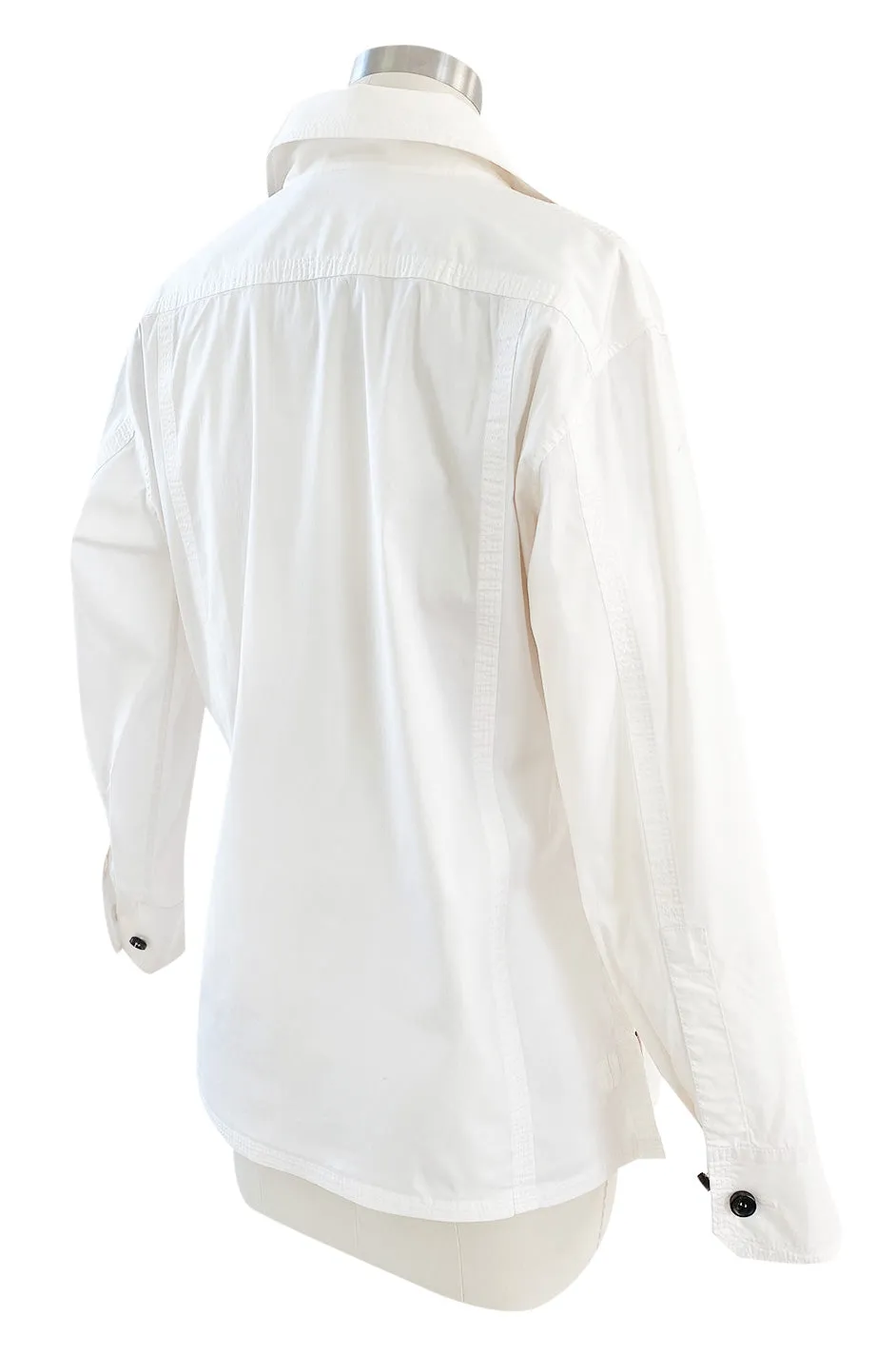 Early 2000s Tom Ford for Yves Saint Laurent Front Lace White Safari Shirt
