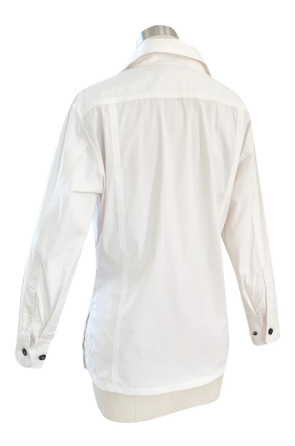 Early 2000s Tom Ford for Yves Saint Laurent Front Lace White Safari Shirt
