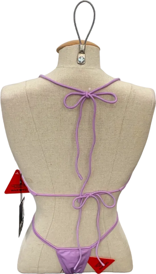 Ego Purple Lace Trim Split Front Bikini Set with Skirt UK 8