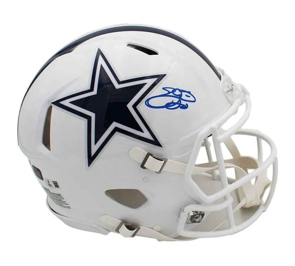 Emmitt Smith Signed Dallas Cowboys Speed Authentic Alternate White NFL Helmet