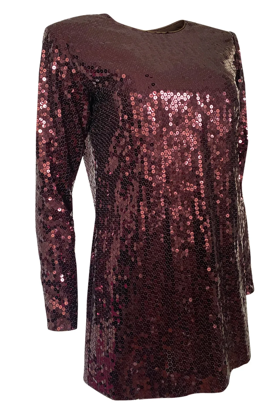 Fall 1996-97 Yves Saint Laurent Burgundy Sequin Micro Mini Dress or Tunic