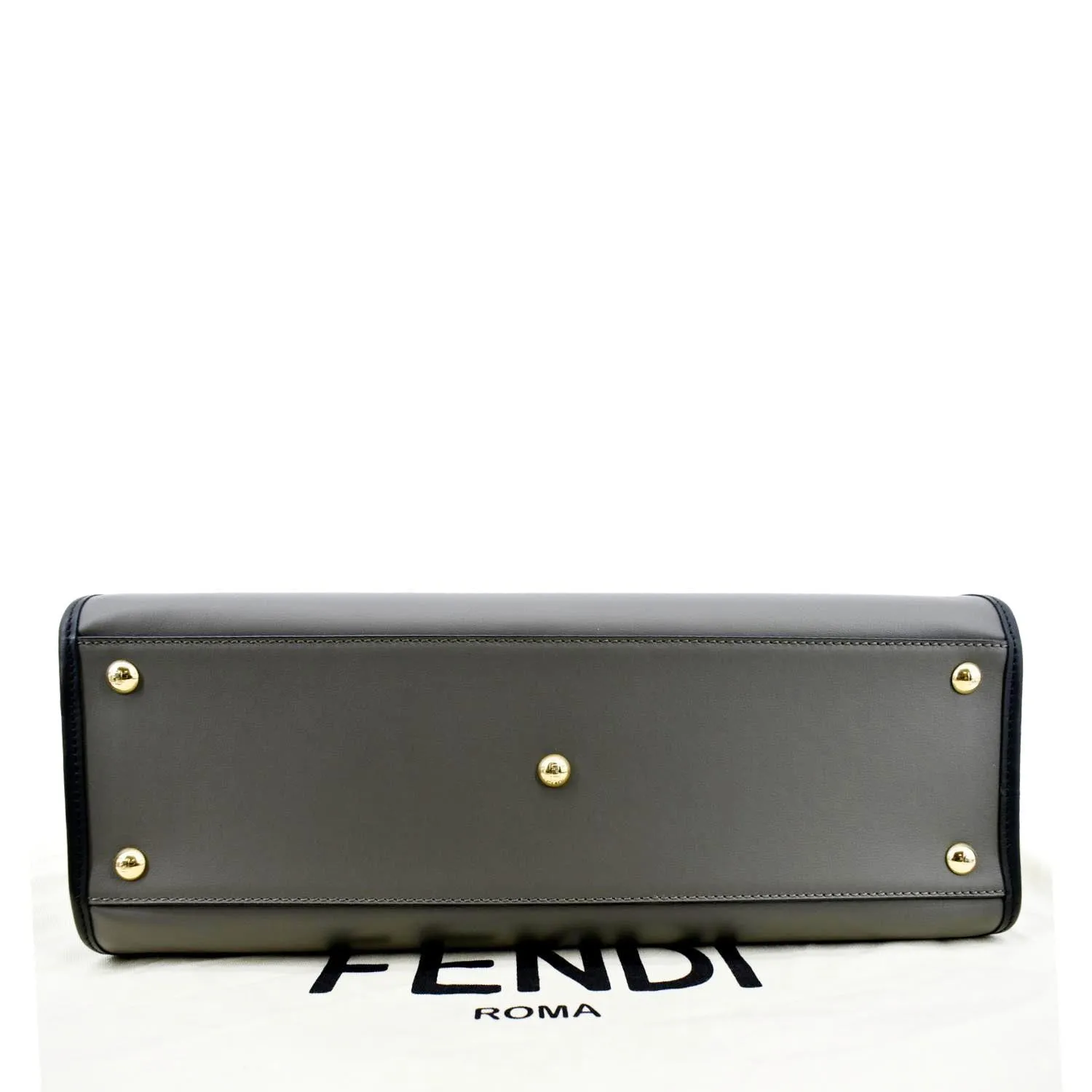 FENDI Runway Shopper Leather Tote Shoulder Bag Grey