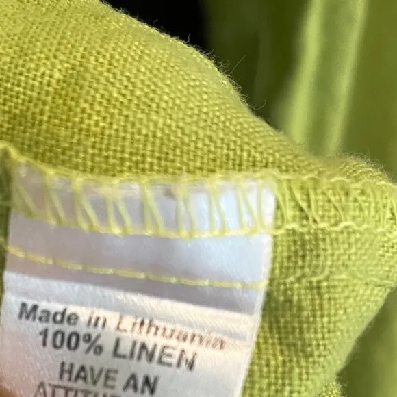 Flax Linen Fill Zip Hooded Beach Jacket Lime Green Oversized size small