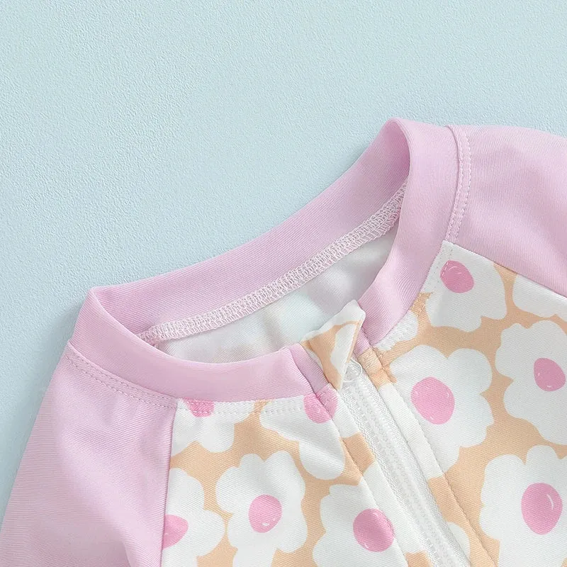 Flower Long Sleeve Swim Suit