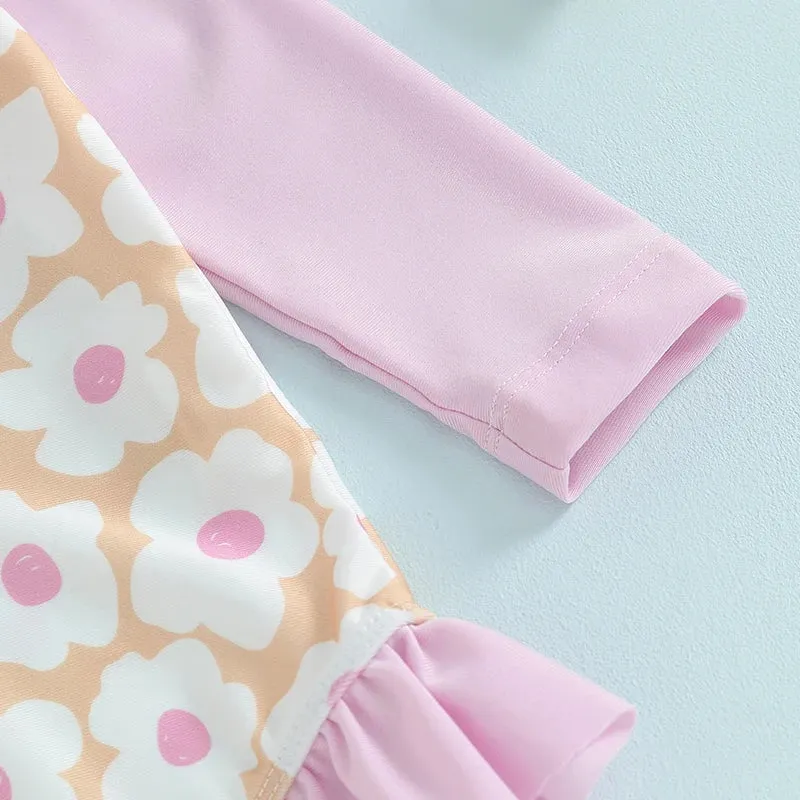 Flower Long Sleeve Swim Suit