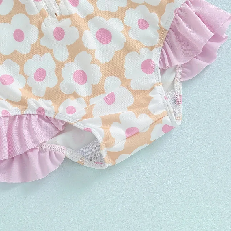 Flower Long Sleeve Swim Suit