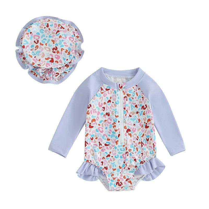 Flower Long Sleeve Swim Suit