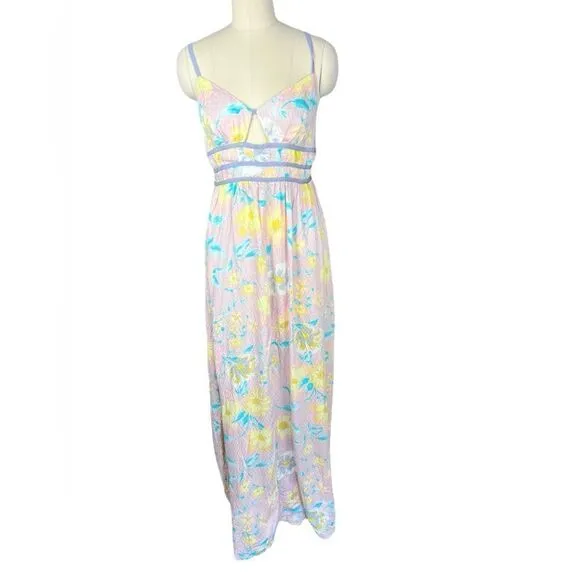 Free People Wisteria Maxi Dress in Light Combo size large