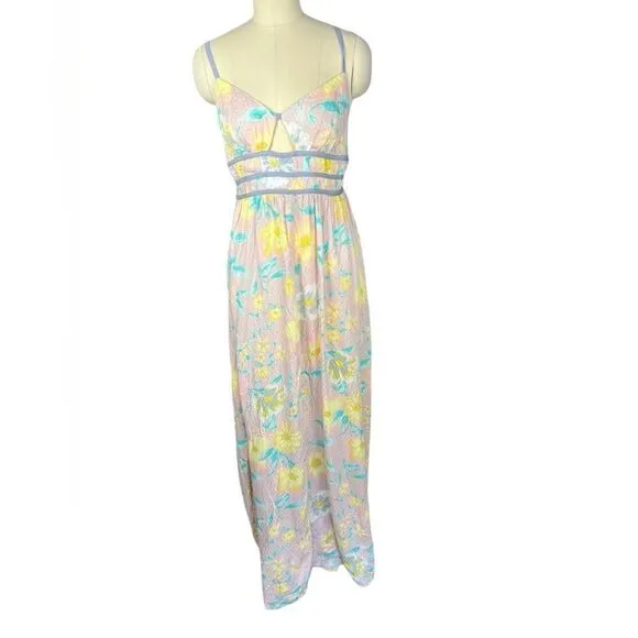Free People Wisteria Maxi Dress in Light Combo size large