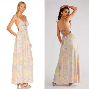 Free People Wisteria Maxi Dress in Light Combo size large