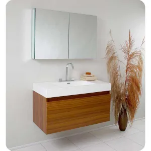 Fresca FVN8010TK Mezzo Teak Modern Bathroom Vanity with Medicine Cabinet