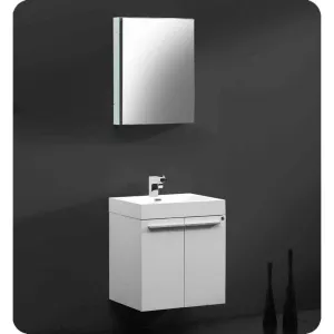 Fresca FVN8058WH Alto White Modern Bathroom Vanity with Medicine Cabinet
