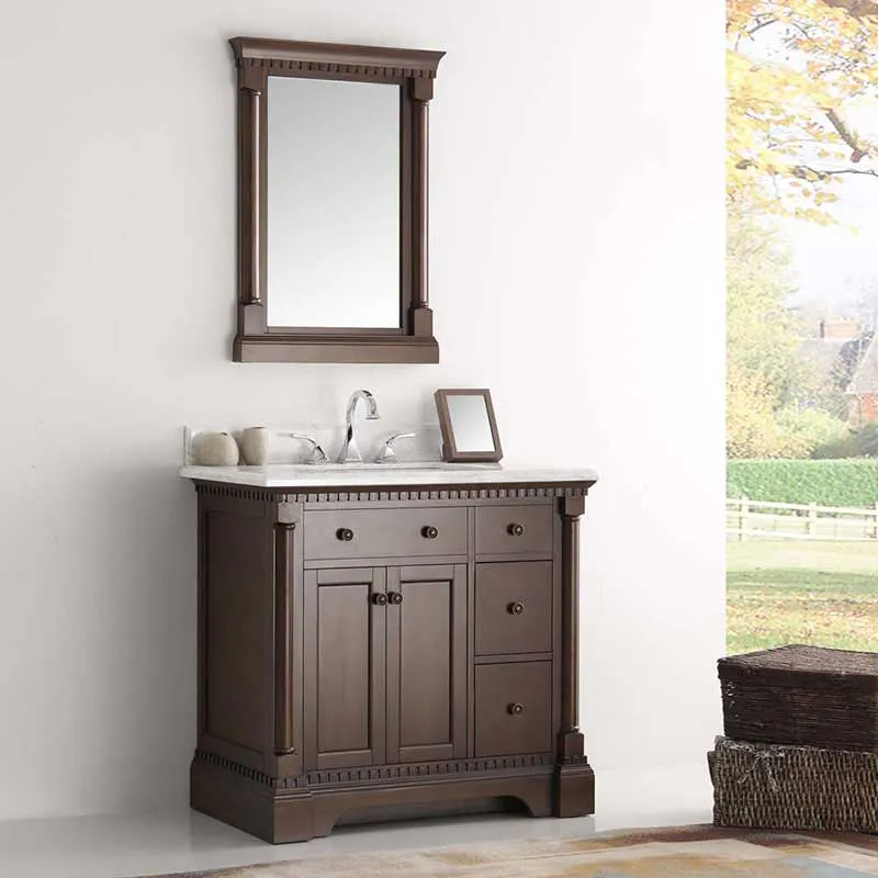 Fresca Kingston 36" Antique Coffee Traditional Bathroom Vanity with Mirror