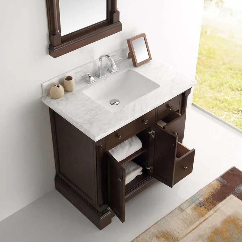 Fresca Kingston 36" Antique Coffee Traditional Bathroom Vanity with Mirror
