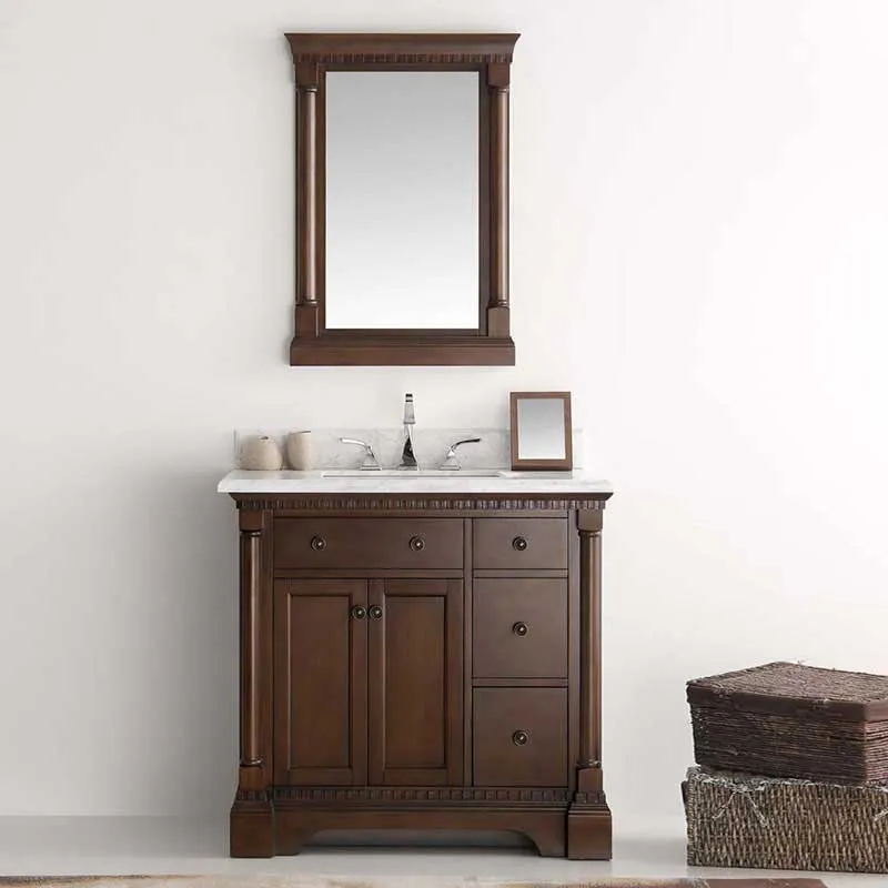 Fresca Kingston 36" Antique Coffee Traditional Bathroom Vanity with Mirror