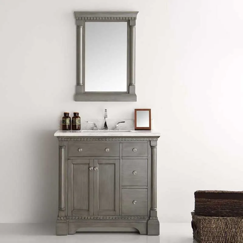 Fresca Kingston 36" Antique Silver Traditional Bathroom Vanity with Mirror