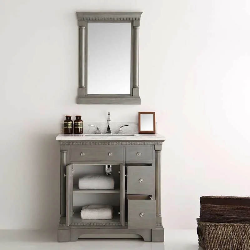 Fresca Kingston 36" Antique Silver Traditional Bathroom Vanity with Mirror