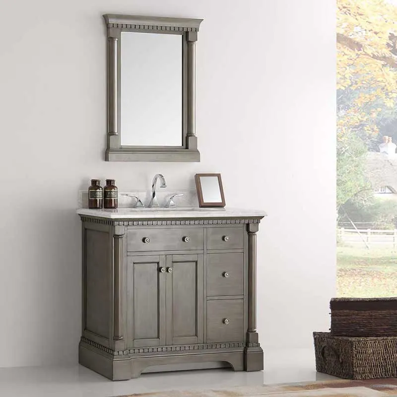 Fresca Kingston 36" Antique Silver Traditional Bathroom Vanity with Mirror