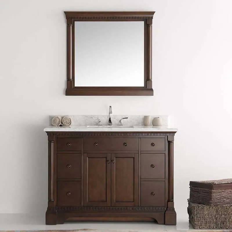Fresca Kingston 48" Antique Coffee Traditional Bathroom Vanity with Mirror