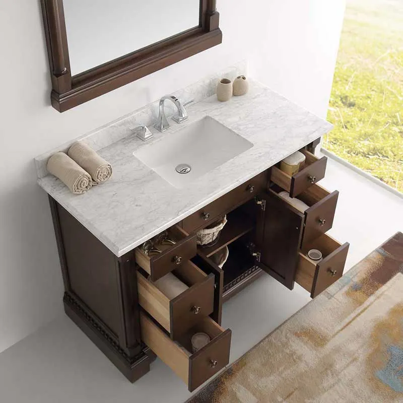 Fresca Kingston 48" Antique Coffee Traditional Bathroom Vanity with Mirror