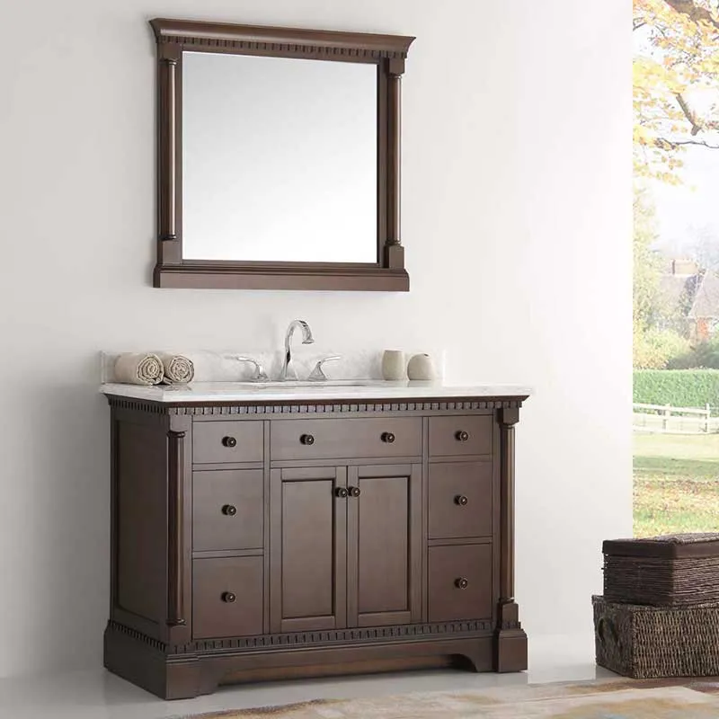 Fresca Kingston 48" Antique Coffee Traditional Bathroom Vanity with Mirror
