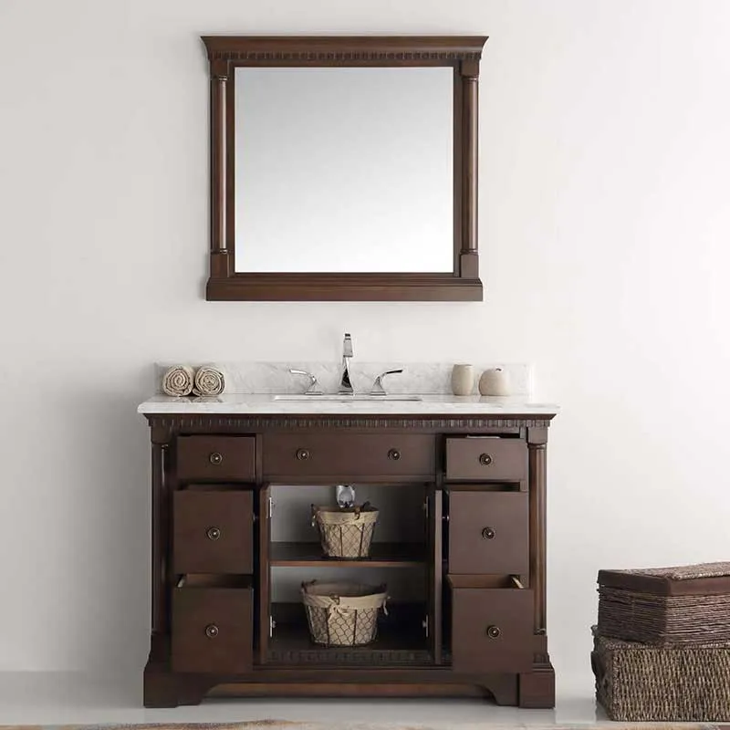Fresca Kingston 48" Antique Coffee Traditional Bathroom Vanity with Mirror