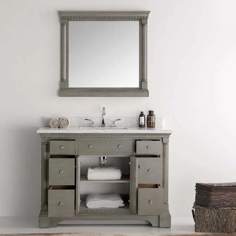 Fresca Kingston 48" Antique Silver Traditional Bathroom Vanity with Mirror