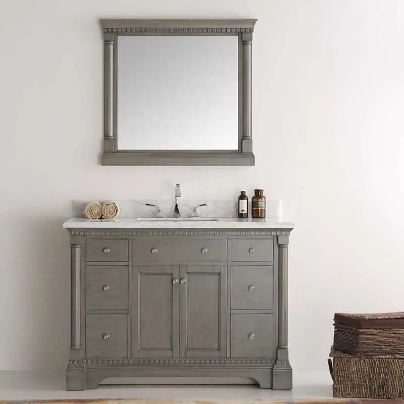 Fresca Kingston 48" Antique Silver Traditional Bathroom Vanity with Mirror