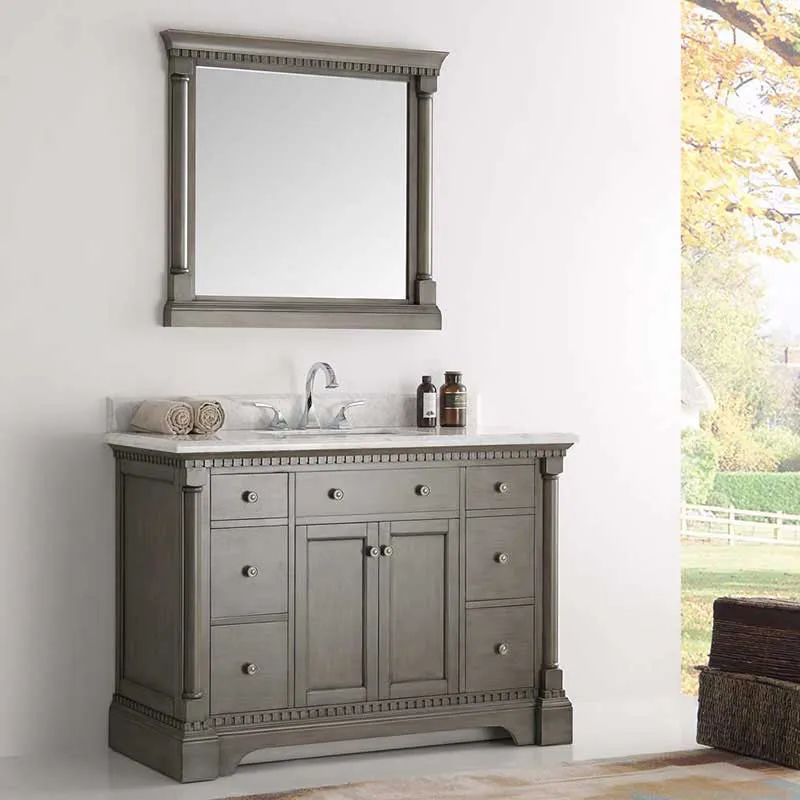 Fresca Kingston 48" Antique Silver Traditional Bathroom Vanity with Mirror