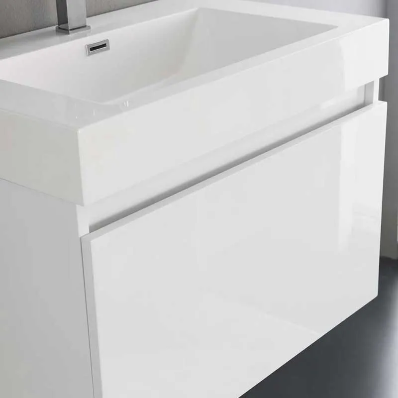 Fresca Mezzo 30" White Wall Hung Modern Bathroom Vanity with Medicine Cabinet