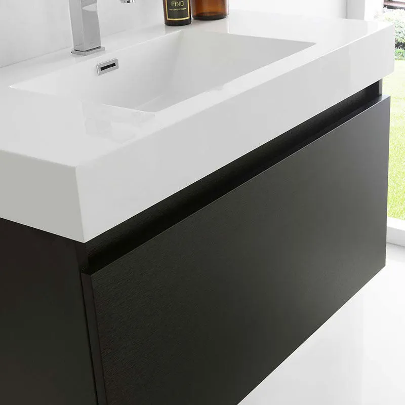 Fresca Mezzo 36" Black Wall Hung Modern Bathroom Vanity with Medicine Cabinet