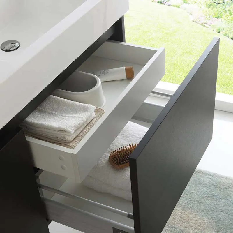 Fresca Mezzo 48" Black Wall Hung Double Sink Modern Bathroom Vanity with Medicine Cabinet