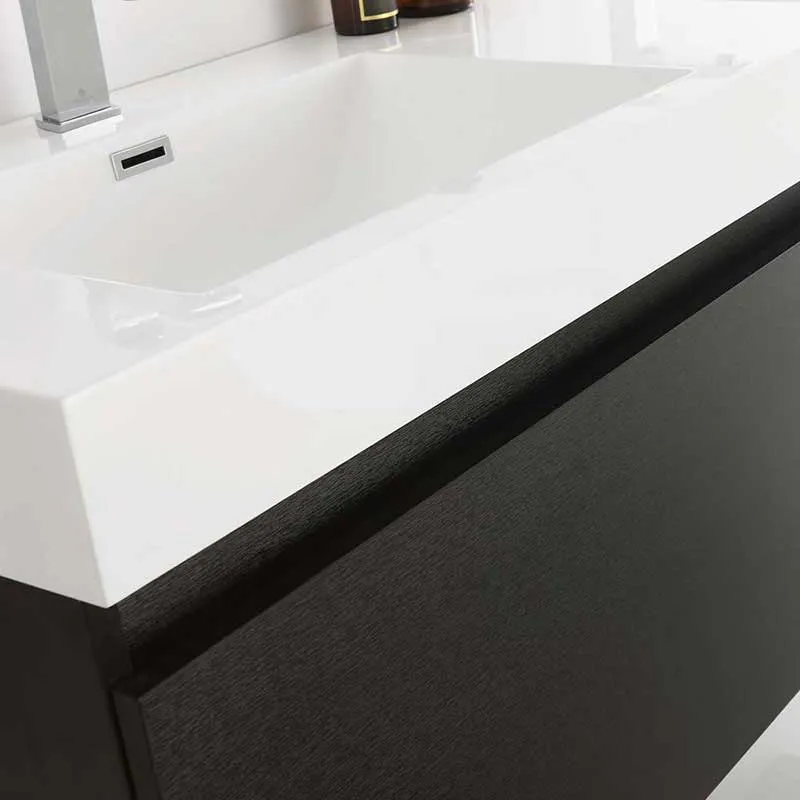 Fresca Mezzo 60" Black Wall Hung Double Sink Modern Bathroom Vanity with Medicine Cabinet