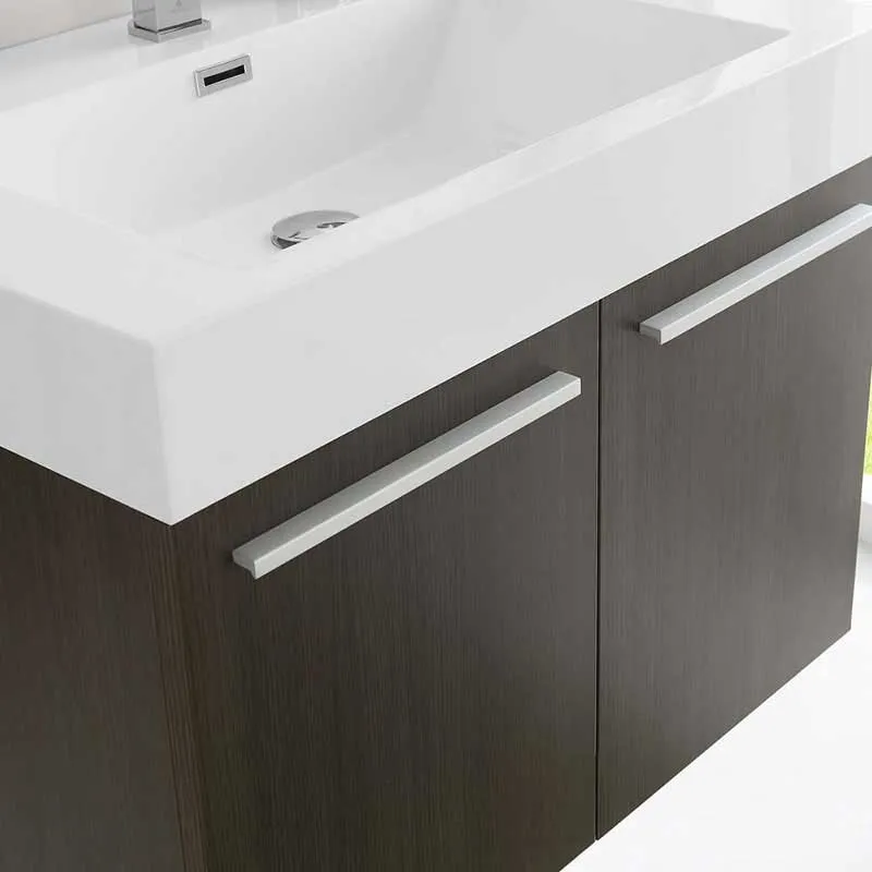 Fresca Vista 30" Gray Oak Wall Hung Modern Bathroom Vanity with Medicine Cabinet