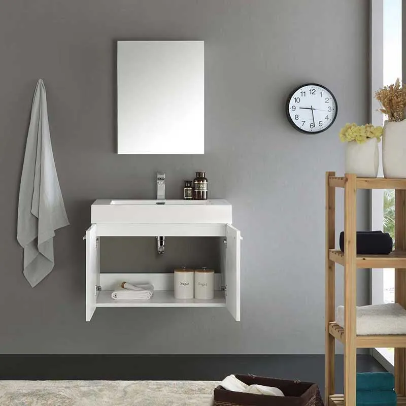 Fresca Vista 30" White Wall Hung Modern Bathroom Vanity with Medicine Cabinet