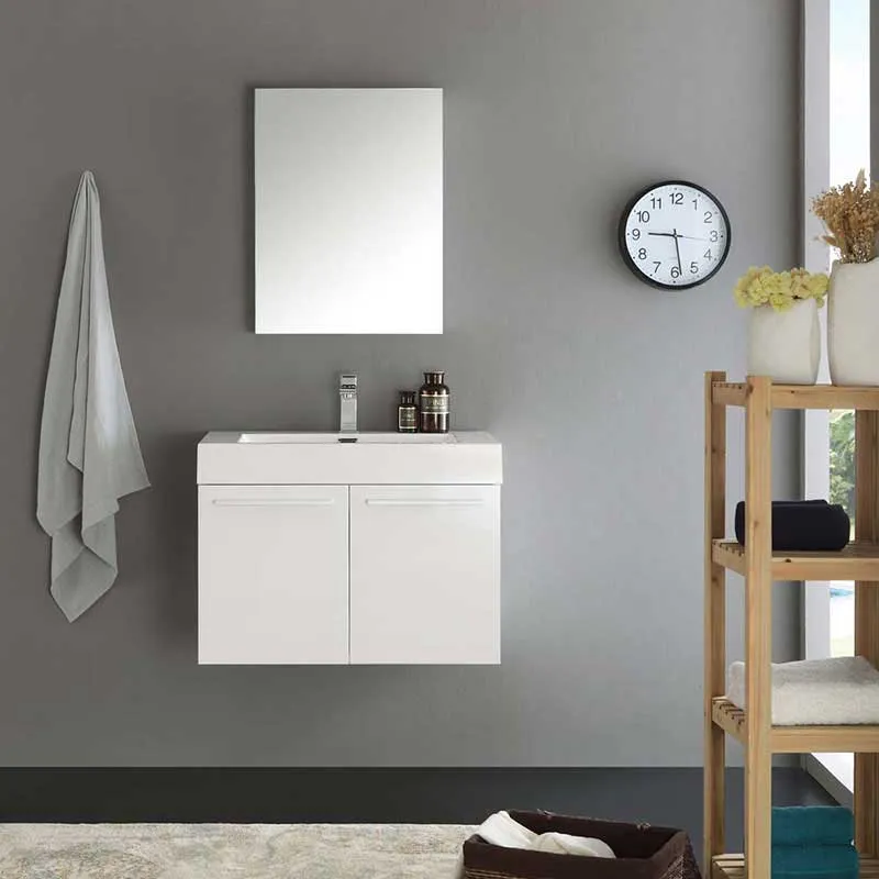 Fresca Vista 30" White Wall Hung Modern Bathroom Vanity with Medicine Cabinet