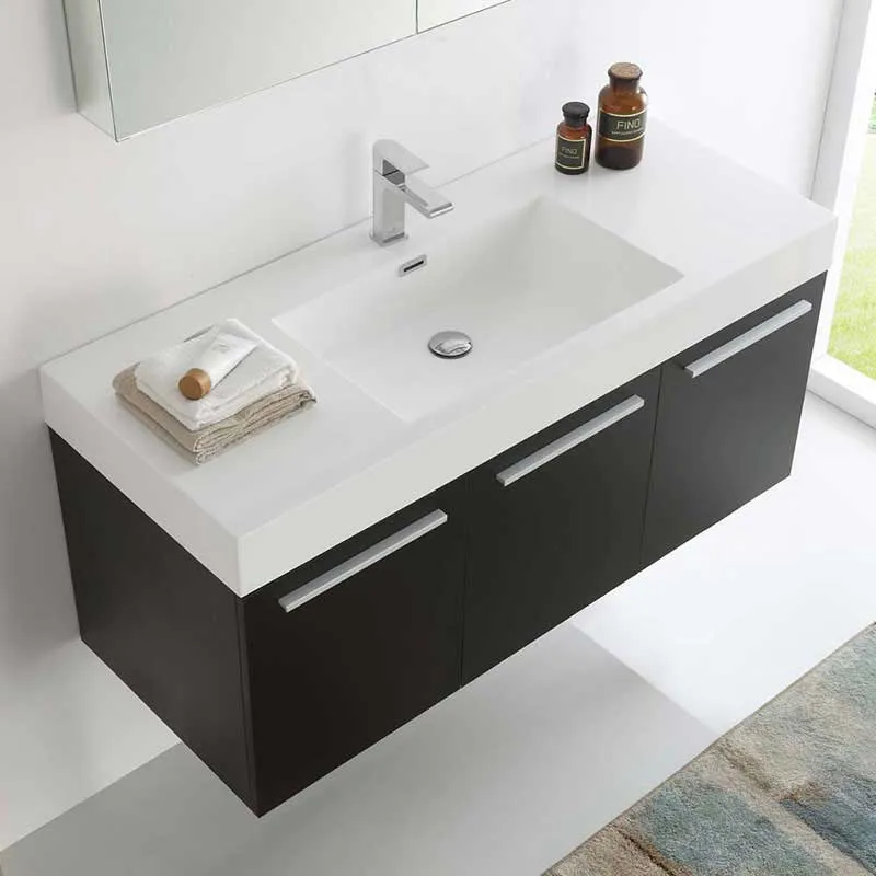 Fresca Vista 48" Black Wall Hung Modern Bathroom Vanity with Medicine Cabinet