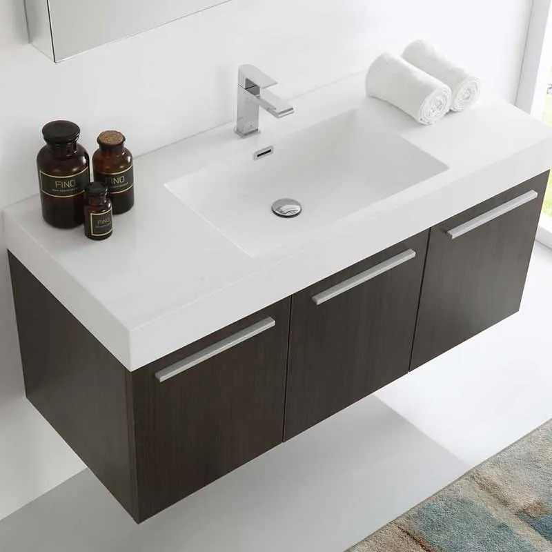 Fresca Vista 48" Gray Oak Wall Hung Modern Bathroom Vanity with Medicine Cabinet