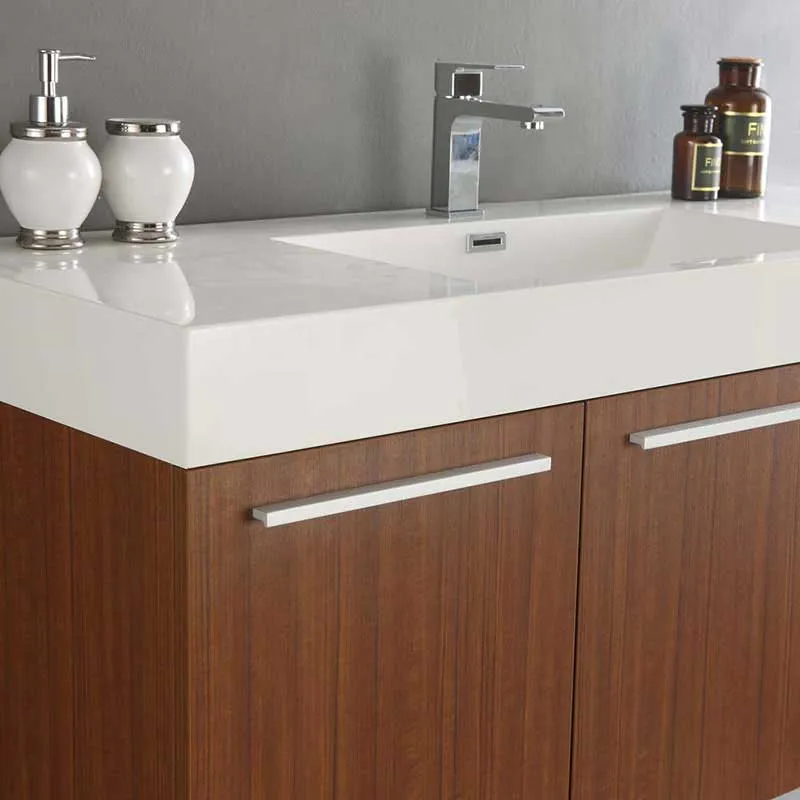 Fresca Vista 48" Teak Wall Hung Modern Bathroom Vanity with Medicine Cabinet