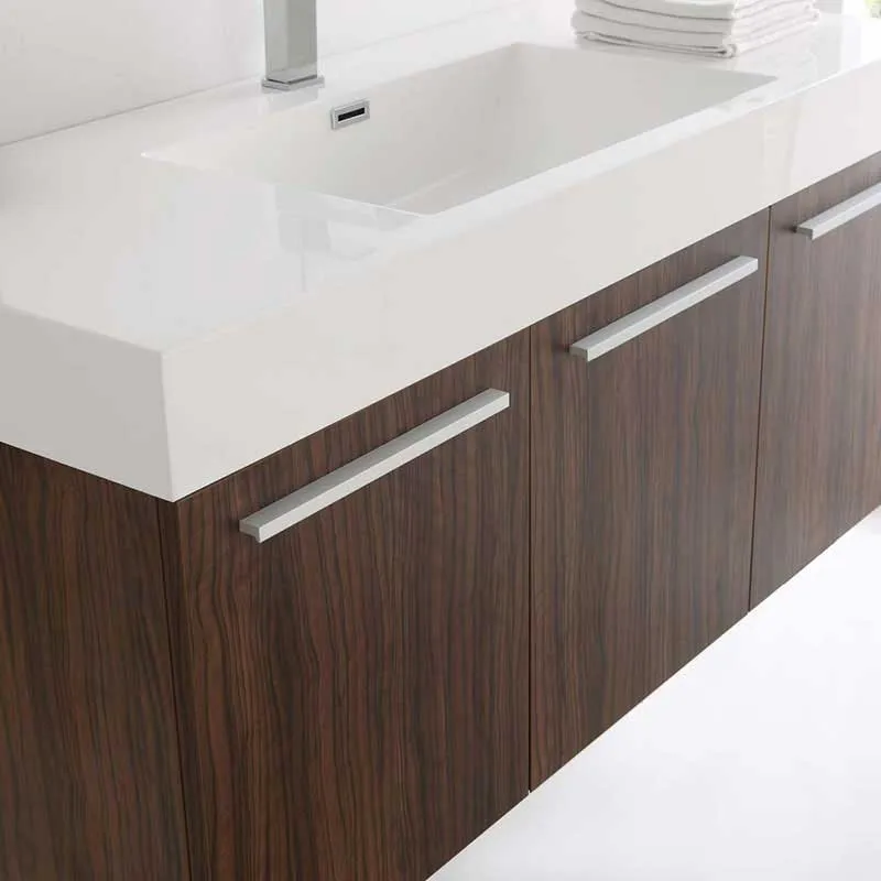 Fresca Vista 48" Walnut Wall Hung Modern Bathroom Vanity with Medicine Cabinet