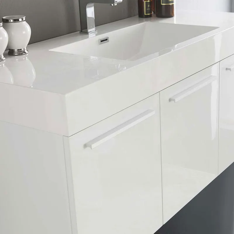Fresca Vista 48" White Wall Hung Modern Bathroom Vanity with Medicine Cabinet