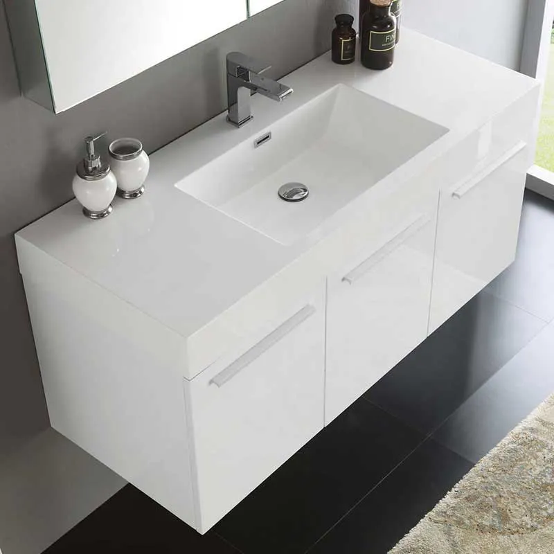 Fresca Vista 48" White Wall Hung Modern Bathroom Vanity with Medicine Cabinet