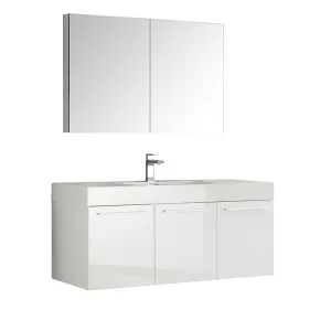 Fresca Vista 48" White Wall Hung Modern Bathroom Vanity with Medicine Cabinet